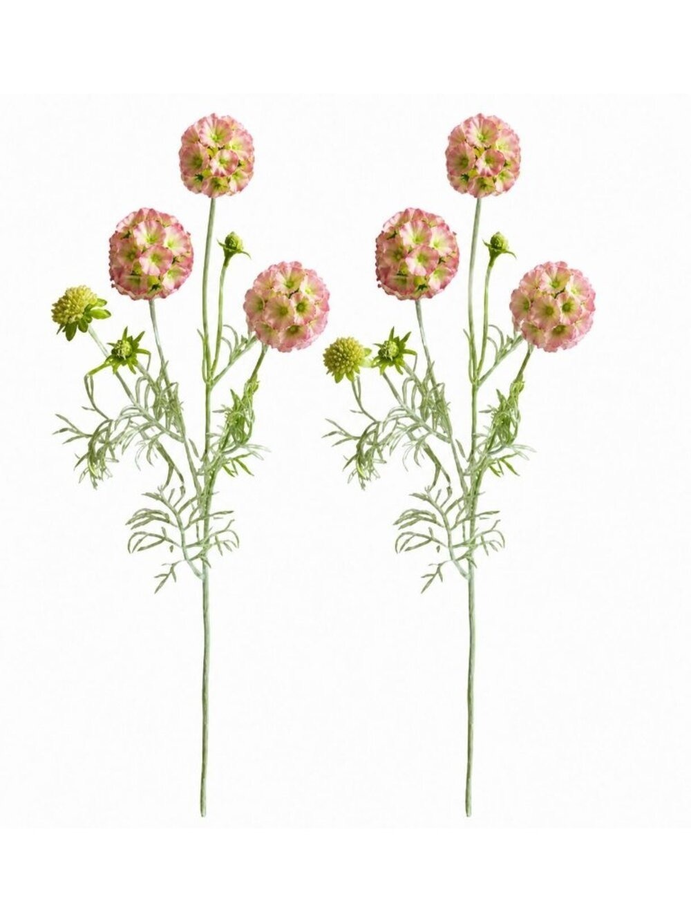 Scabiosa Flower Stems Pink Green Faux Wildflower Floral Filler